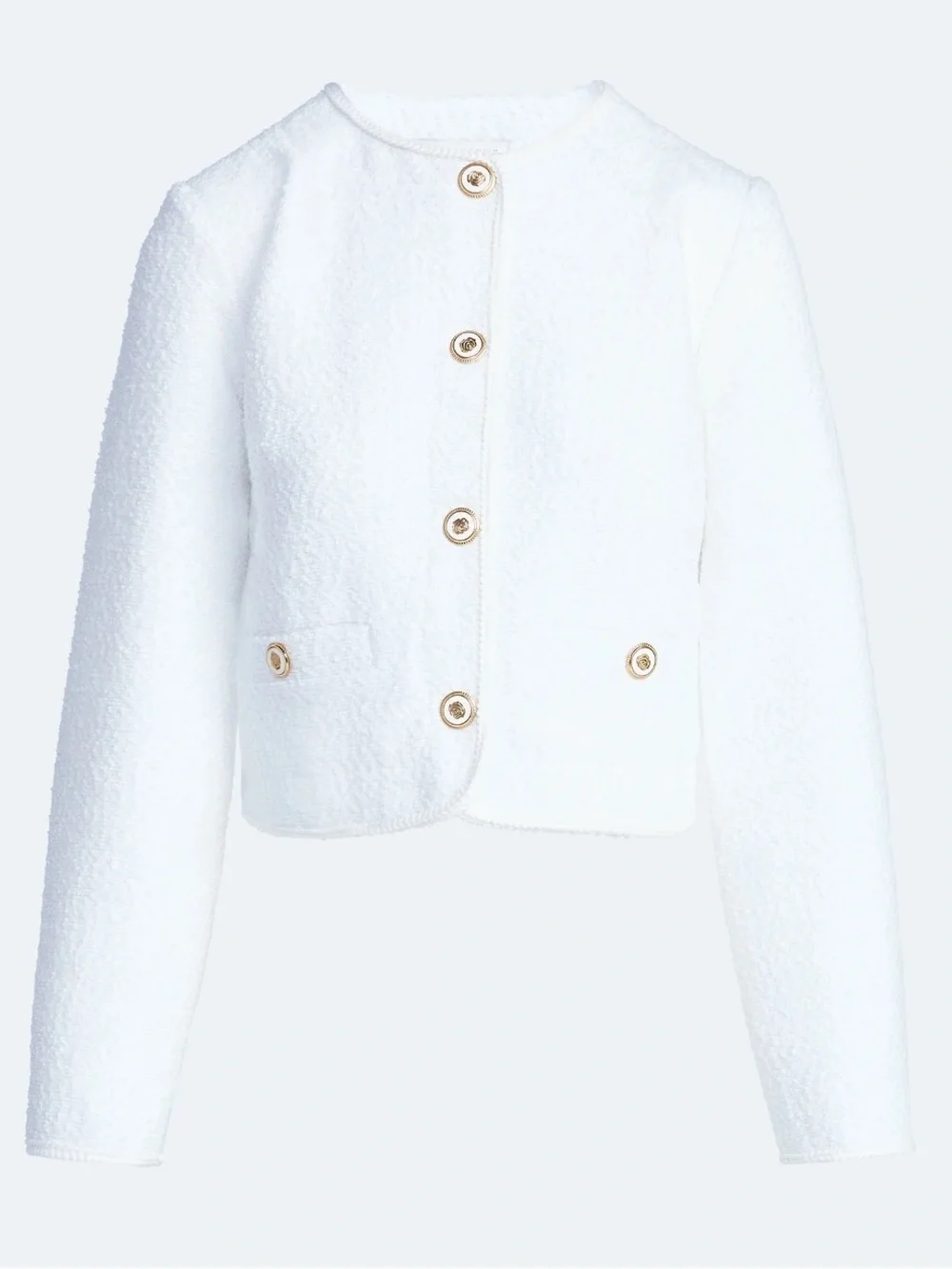 Free Assembly Women's Collarless Nubby Jacket with Long Sleeves